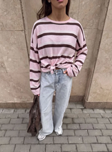 Load image into Gallery viewer, Cherry Long sleeve Knit Pink and Chocolate