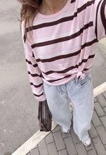 Load image into Gallery viewer, Cherry Long sleeve Knit Pink and Chocolate