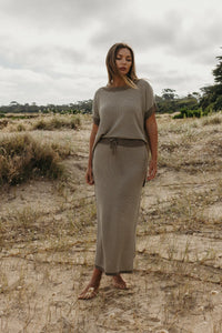 Lattice Knitted skirt Khaki - Talamaya