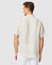 Load image into Gallery viewer, Vacay Swimwear - Short Sleeve Linen Shirt, Brown Stripe