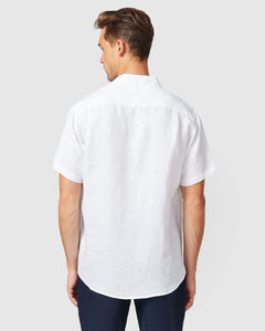 Vacay Swimwear - Short Sleeve Linen Shirt, White