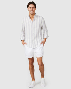 Vacay - Linen Shirt, Grey Stripe