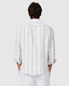 Vacay - Linen Shirt, Grey Stripe