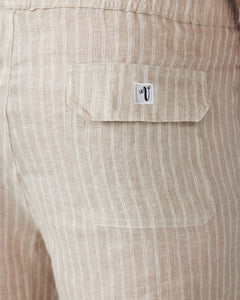 Vacay Swimwear - Linen Shorts, Brown Stripe