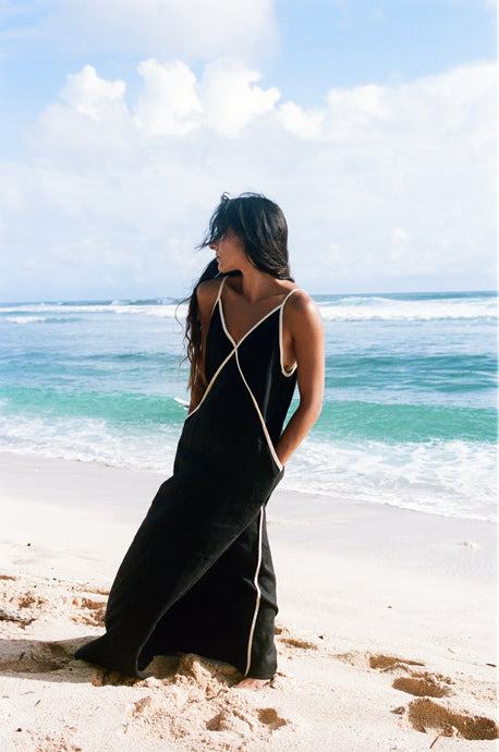 Azalea Linen Dress Black - Lilly Pilly