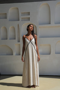 Azalea Linen Dress Oatmeal - Lilly Pilly