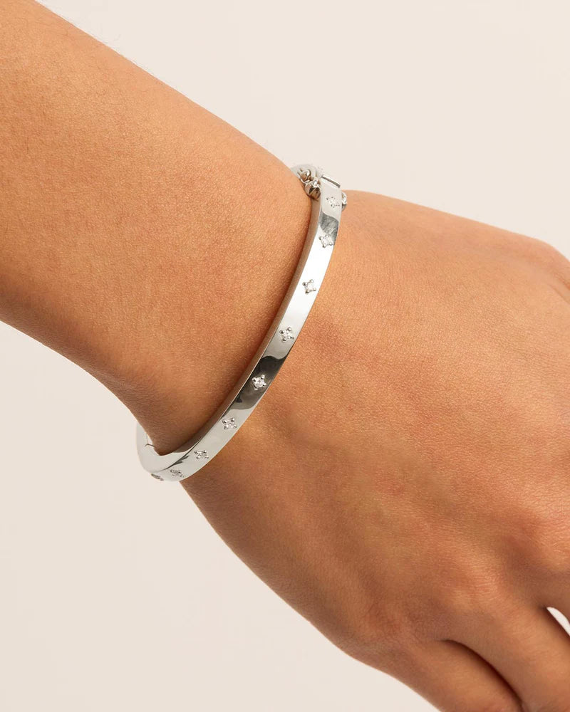 By Charlotte - Live In Love Hinged Bracelet, Silver