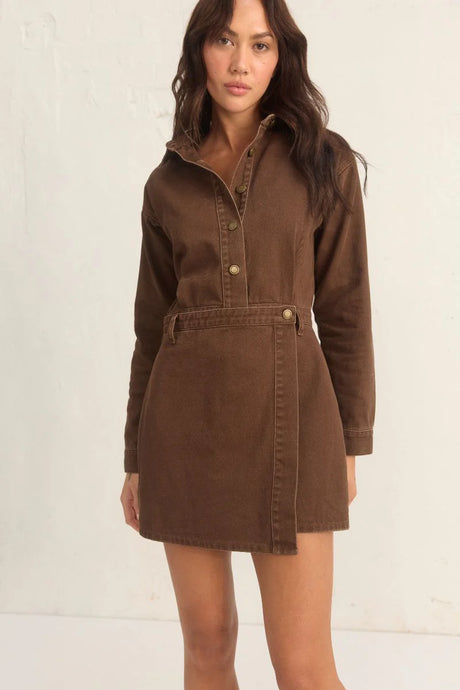 Bayside Denim Dress, Coffee