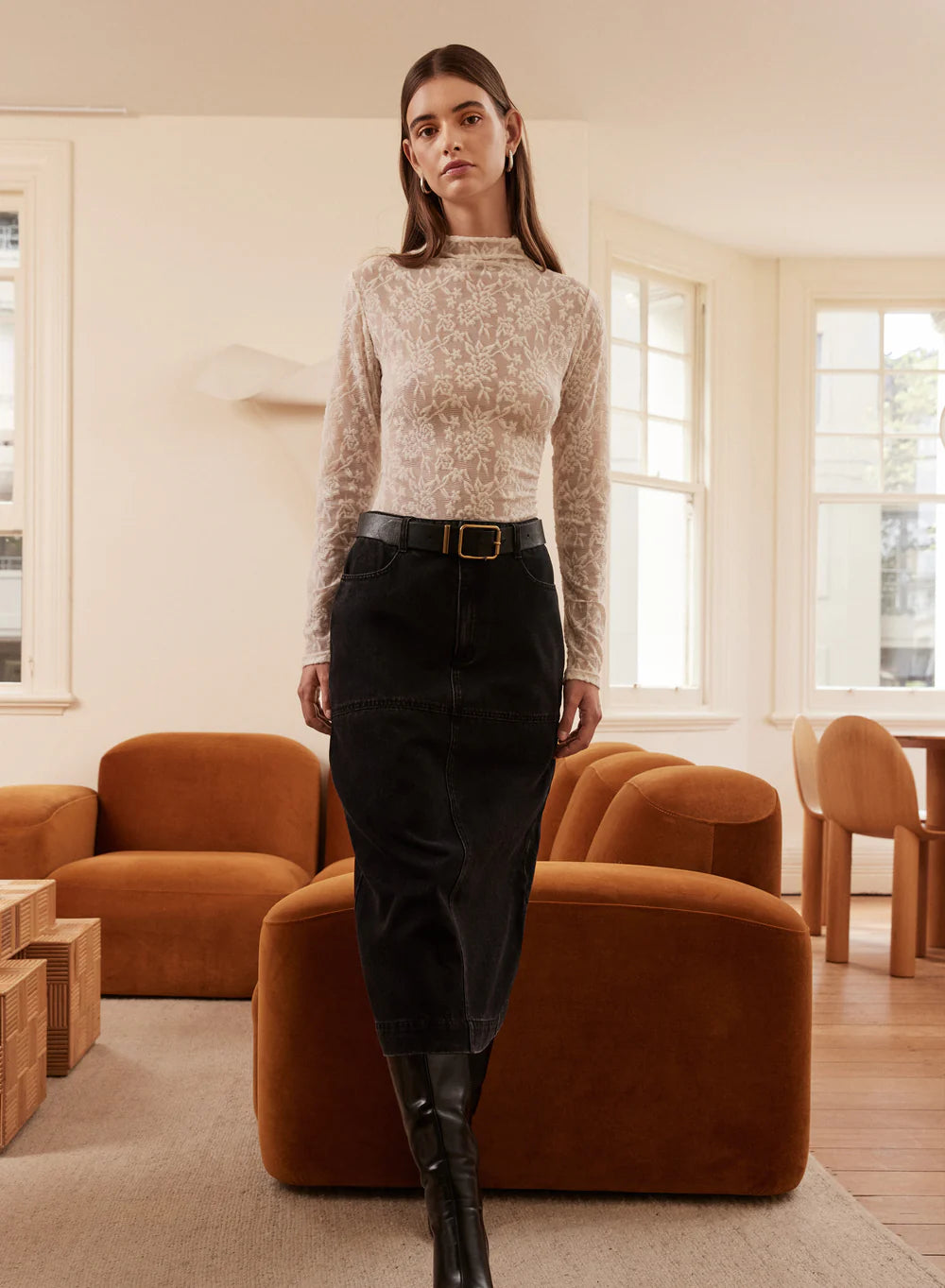 Dynamite Denim Skirt, Black - Esmaee