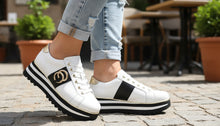 Load image into Gallery viewer, Edgey Sneaker, White/ Black