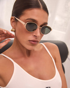 The Evangelista Sunglasses, Gold/Green