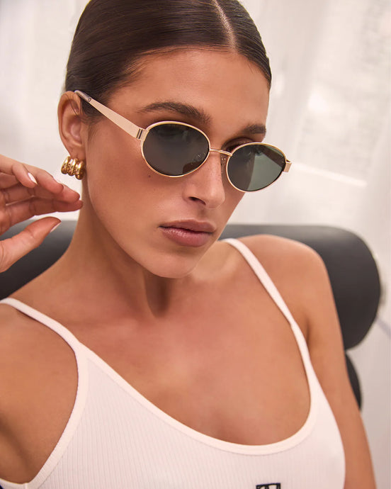The Evangelista Sunglasses, Gold/Green