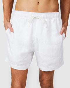 Vacay Swimwear - Linen Shorts, White
