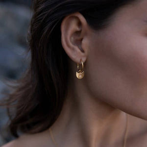 Moon Gazer Earring in Gold with Rose Quartz