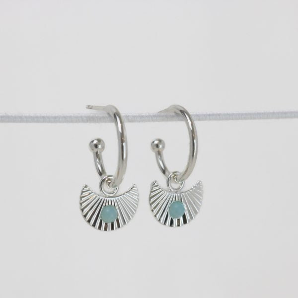 Moon Gazer Earring in Silver with Green Amazonite