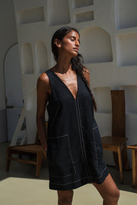 Isla Linen Dress Black
