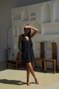 Isla Linen Dress Black