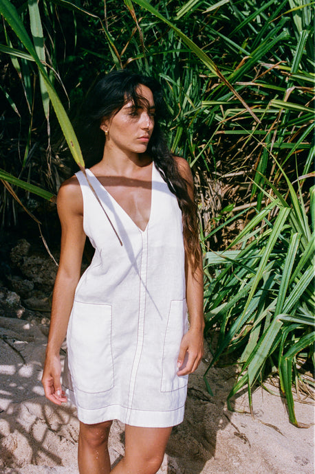 Isla Linen Dress ivory
