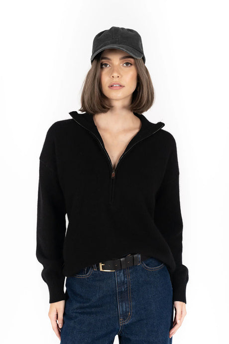 Knox Zip Sweater, Black