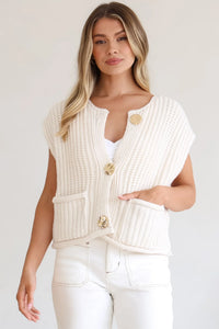 Reid Knit Vest, Cream