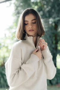 Knox Zip Sweater, Almond