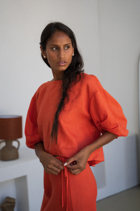 Leia Linen Top Spritz - Lilly Pilly