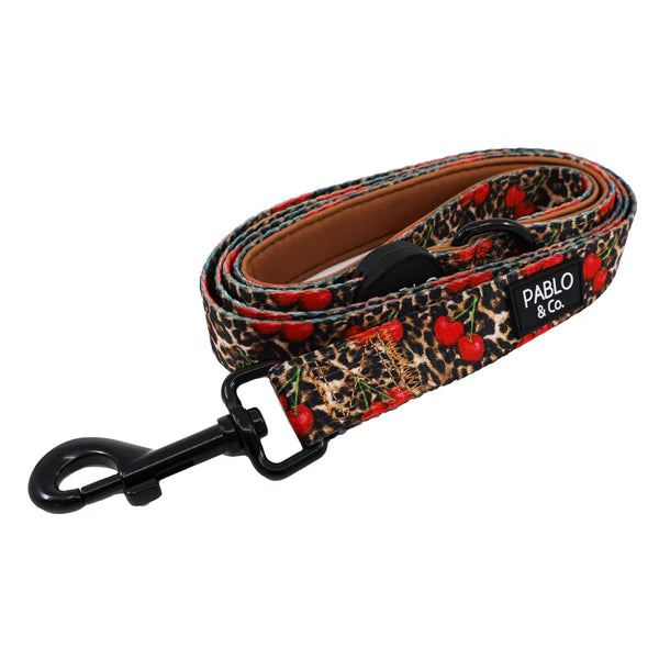 Leopard cherries dog leash
