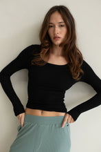 Load image into Gallery viewer, Scoop Neck L/S Rib Tee, Onyx