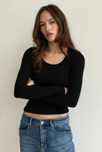 Load image into Gallery viewer, Scoop Neck L/S Rib Tee, Onyx
