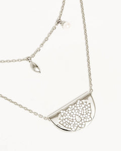 By Charlotte - Live In Peace Lotus Necklace, Silver