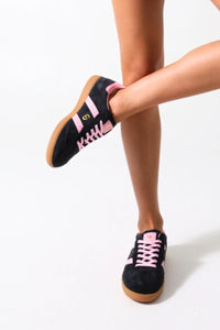 Goodsole 2001 Parallel Sneakers, Navy/Pink Suede