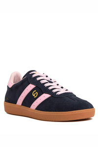 Goodsole 2001 Parallel Sneakers, Navy/Pink Suede