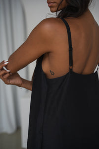 Nova Linen Silk Dress Black - Lilly Pilly Collection