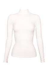 Load image into Gallery viewer, Mock Neck Long Sleeve Rib Tee, Pearl