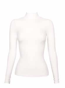 Mock Neck Long Sleeve Rib Tee, Pearl