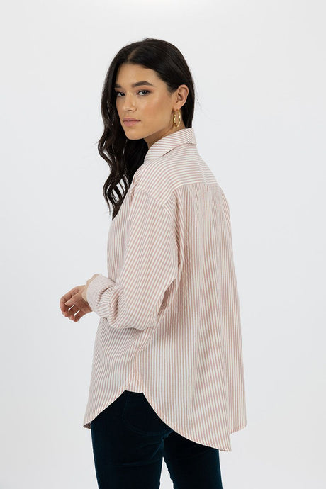 Humidity Lifestyle - Zali Shirt, Pink Clay Stripe