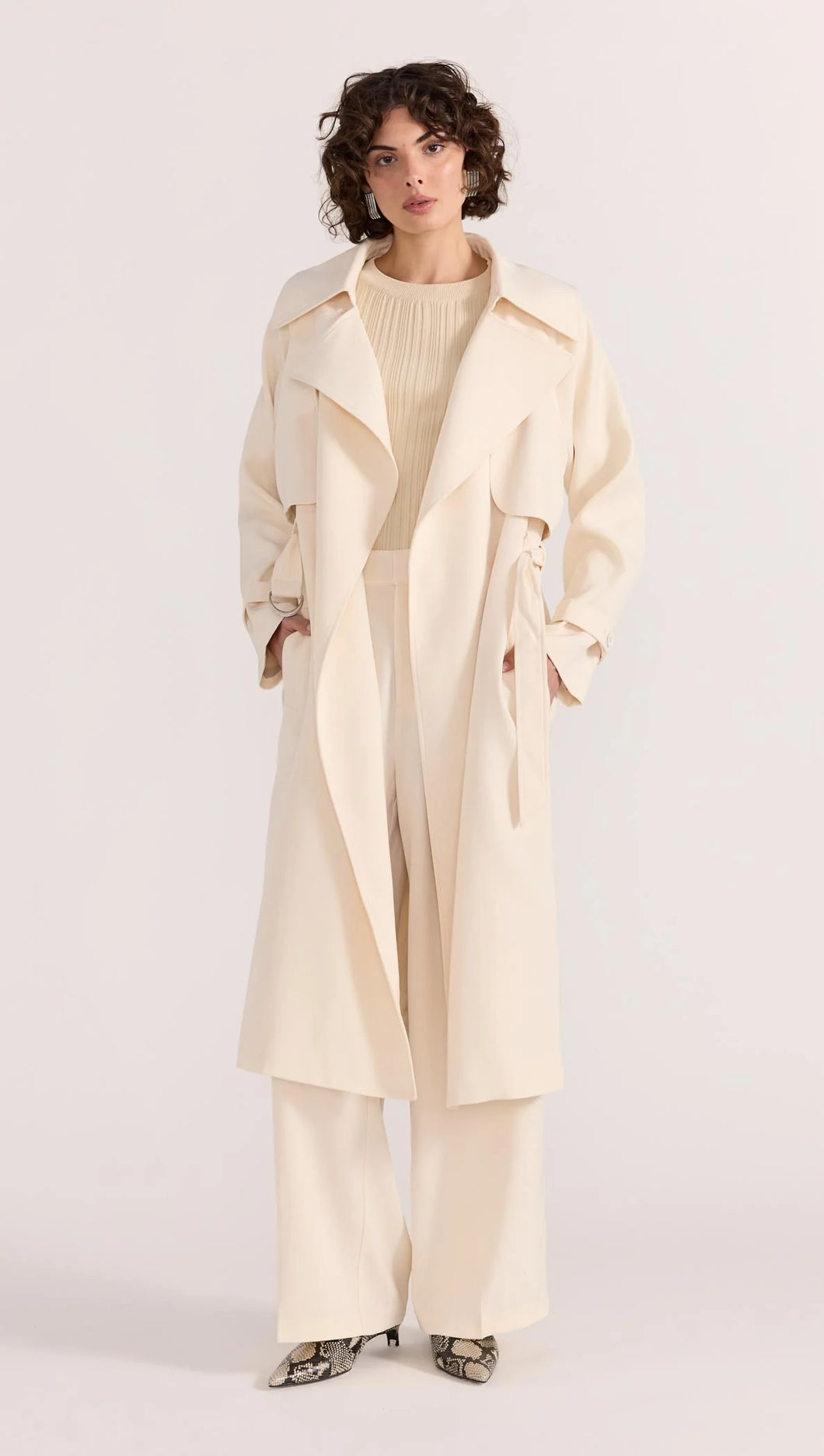 Sabine Trench Coat, Cream - Staple the Label