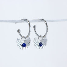 Load image into Gallery viewer, Moon Gazer Earrings in Silver with Lapis Lazuli