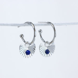 Moon Gazer Earrings in Silver with Lapis Lazuli