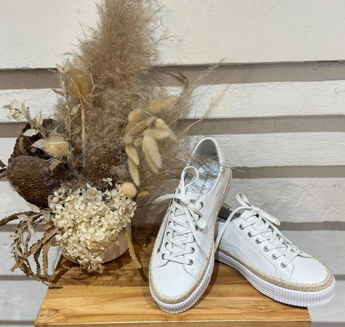 Tarbes Sneaker, White Leather - Django & Juliette