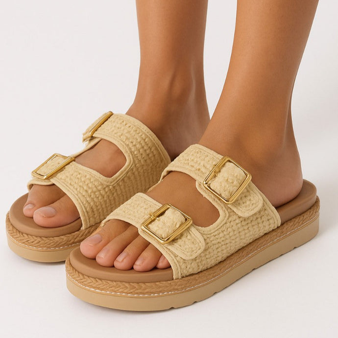 Maple Natural Raffia Slides