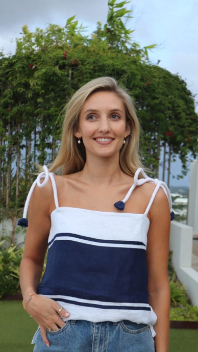 Tia Top, Navy Stripe