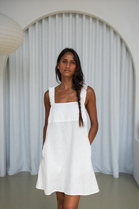 Zahara linen Dress Ivory- Lilly Pilly