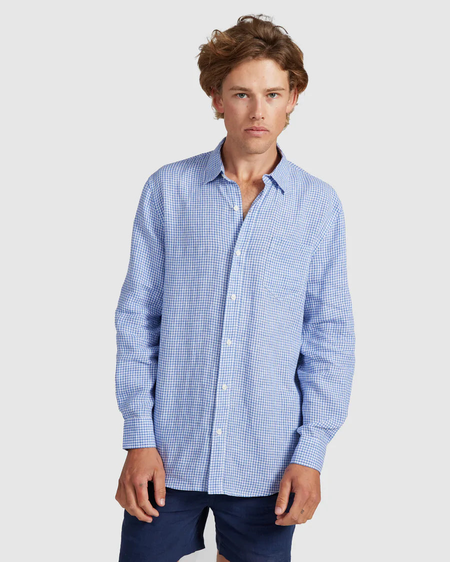 Ortc Clothing - Linen Shirt, Blue Check